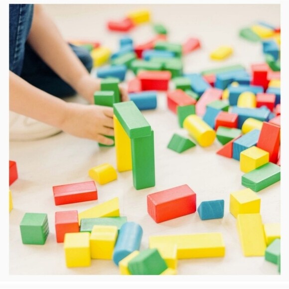 NWT gift MELISSA & DOUG Wooden Building Blocks Set STEM shapes and colors - Picture 5 of 9